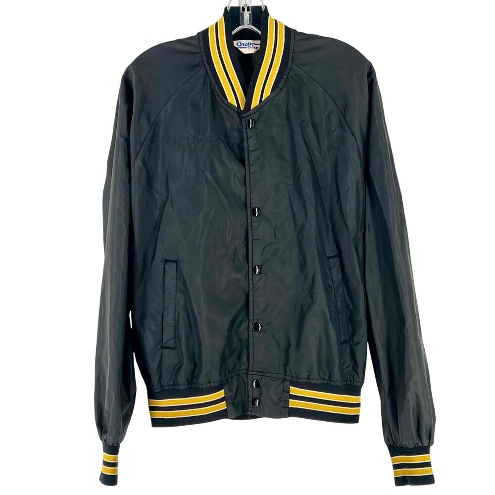 80s varsity jacket Chalk Line black gold blank 1980s vintage